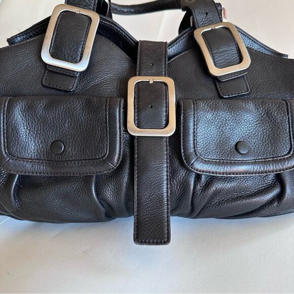 Cole Haan Black Leather Shoulder HOBO Purse Fine Pebbled Leather - Picture 4 of 15